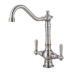 Pioneer Industries Americana Brushed Nickel 13.25-in Lever-Handle Deck Mount High-Arc Kitchen Faucet