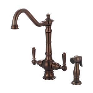 Pioneer Industries Americana Oil-Rubbed Bronze 13.25-in Lever-Handle Deck Mount High-Arc Kitchen Faucet with Sprayer