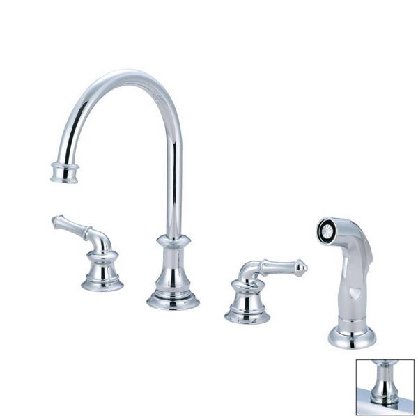 Pioneer Industries Del Mar Polished Chrome 11.5-in Lever-Handles Deck Mount High-Arc Kitchen Faucet with Sprayer