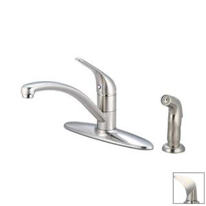 Pioneer Industries Legacy Brushed Nickel 8-in Lever-Handle Deck Mount Low-Arc Kitchen Faucet with Sprayer
