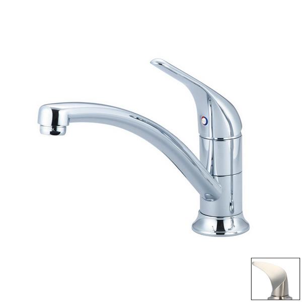 Pioneer Industries Legacy Brushed Nickel  8-in Lever-Handle Deck Mount Low-Arc Kitchen Faucet