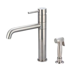 Pioneer Industries Motegi Brushed Nickel 11-in -Lever-Handle Deck Mount High-Arc Kitchen Faucet with Sprayer