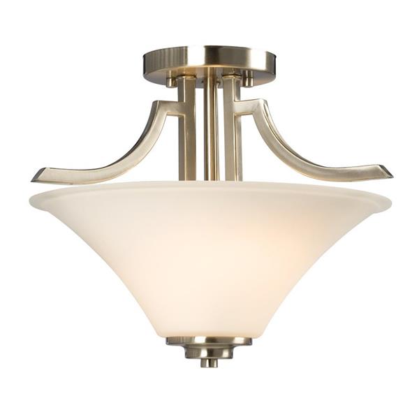 Galaxy Franklin 2-Light Brushed Nickel 14.5-in x 14.5-in x 11-in Semi-Flush Mount