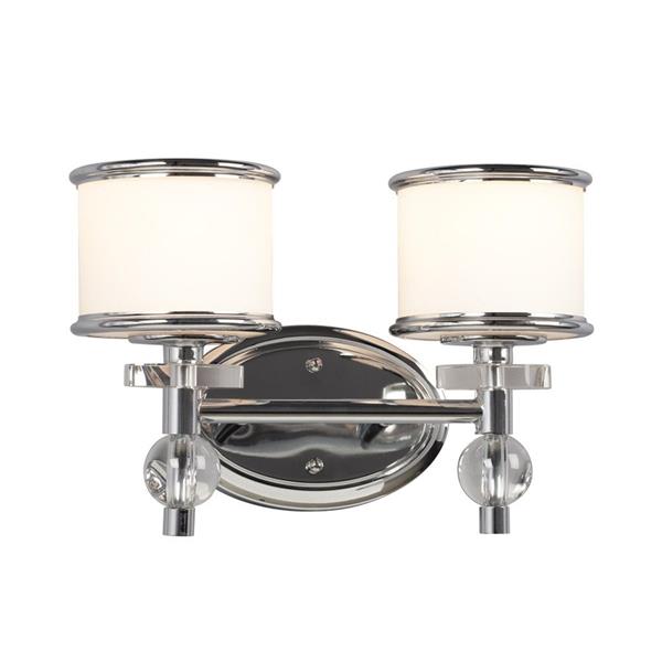 Galaxy Hilton 13.44-in x 9.18-in 2 Light Chrome Drum Vanity Light