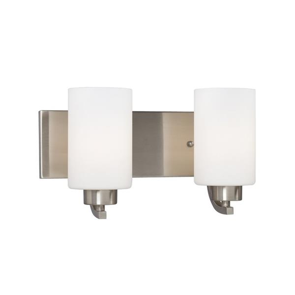 Galaxy Pittman 7.75-in x 14-in 2 Light Brushed Nickel Cylinder Vanity Light