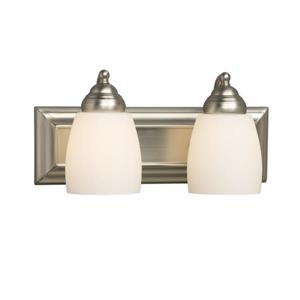 Galaxy Barclay 14-in x 6.75-in 2 Brushed Nickle Bell Vanity Light