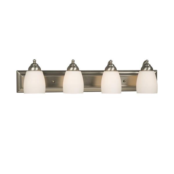 Galaxy Barclay 30-in x 6.75-in 4 Light Brushed Nickel Bell Vanity Light