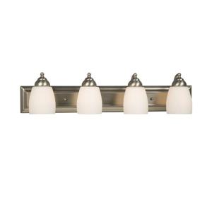 Galaxy Barclay 30-in x 6.75-in 4 Light Brushed Nickel Bell Vanity Light