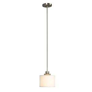 Galaxy Landis 7.25-in x 7.75-in Brushed Nickel Transitional Drum Mini Pendant Lighting