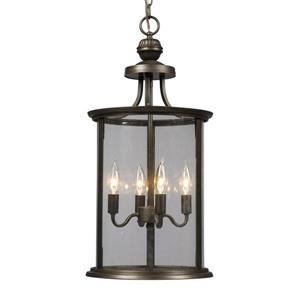 Galaxy Huntington 12-in x 24.25-in Oil Rubbed Bronze Clear Glass Traditional Lantern Pendant Lighting