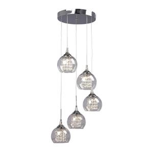 Galaxy Rihanna 15.75-in Polished Chrome Crystal Modern 5-Light Pendant Lighting