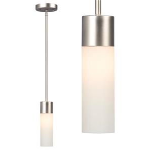 Galaxy Hadley 2.62-in x 9.25-in Brushed Nickel Modern Cylinder Mini Pendant Lighting