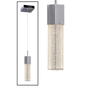 Galaxy Aritza 4.75-in Polished Chrome Seeded Glass Modern Rectangle LED Mini Pendant Lighting