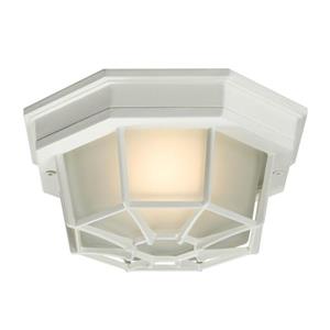 Galaxy 9-in White 1-Light Outdoor Flush Mount Light Textured White/Frosted