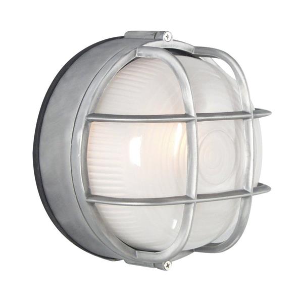 Galaxy Marine 7.125-in Satin Aluminum Caged Frosted Glass Outdoor Wall Light