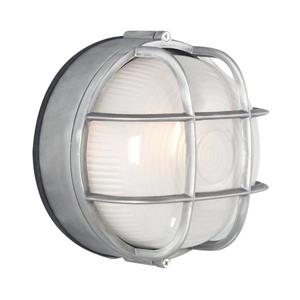 Galaxy Marine 7.125-in Satin Aluminum Caged Frosted Glass Outdoor Wall Light