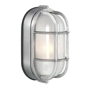 Galaxy Marine 8.375-in Satin Aluminum Caged Frosted Glass Outdoor Wall Light