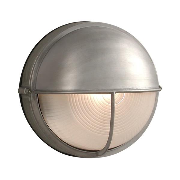 Galaxy Marine 10.25-in Satin Aluminum Hooded Frosted Glass Outdoor Wall Light