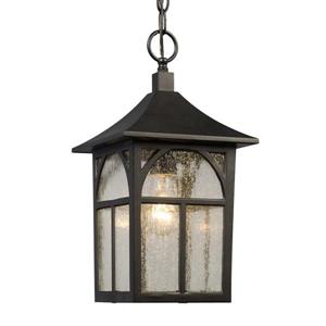 Galaxy 8-in Black Seeded Glass Mission Lantern Outdoor Pendant Lighting