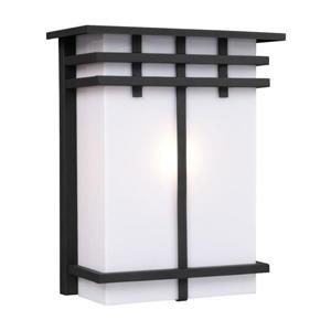 Galaxy 11.5-in Large Black White Glass Outdoor Wall Light