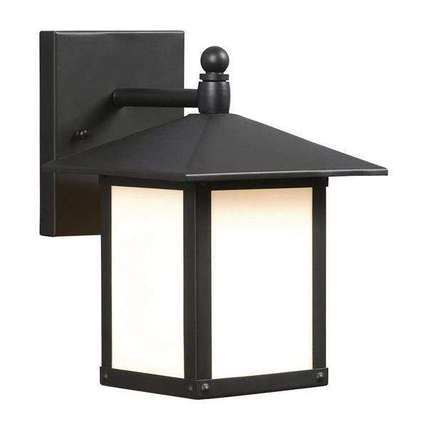 Galaxy 9-in Black White Glass Outdoor Wall Light