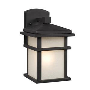 Galaxy 10.5-in Black Frosted Glass 1-Light Outdoor Wall Lantern