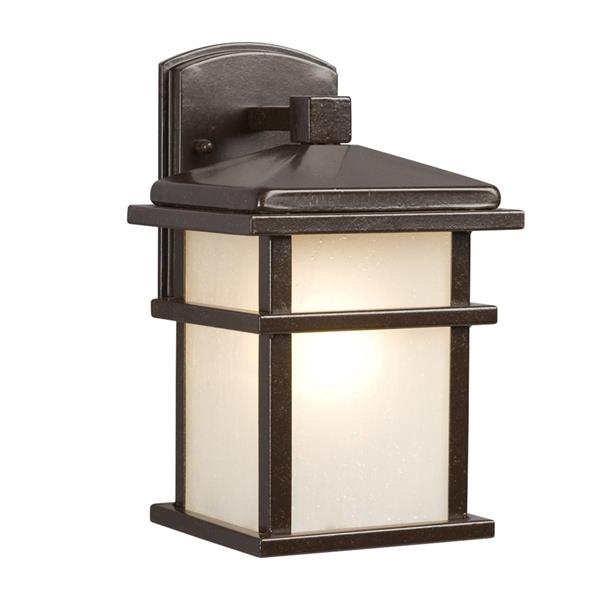 Galaxy 10.5-in Bronze Frosted Glass 1-Light Outdoor Wall Lantern