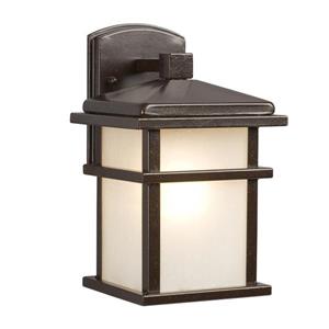 Galaxy 10.5-in Bronze Frosted Glass 1-Light Outdoor Wall Lantern