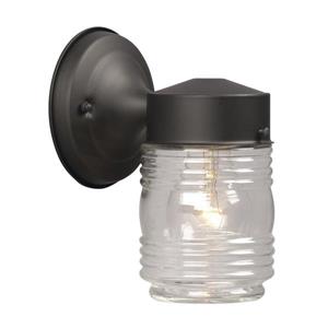 Galaxy 7.5-in Black Ribbed Glass Outdoor Wall Light