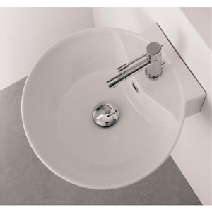 Nameeks Scarabeo Sfera White Wall-Mount Round Bathroom Sink with Overflow