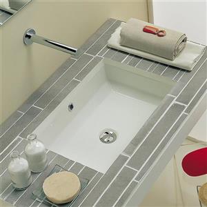 Nameeks Scarabeo Tech White Undermount Rectangular Bathroom Sink with Overflow
