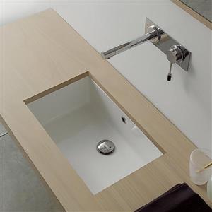 Nameeks Scarabeo Miky White Undermount Rectangular Bathroom Sink with Overflow