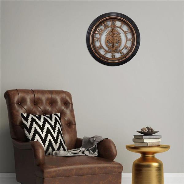 Kiera Grace Gears 20-in Bronze Finish Wall Clock