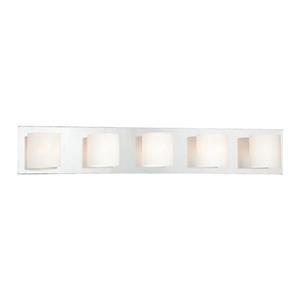 Eurofase Geos 30.75-in 5- Light Satin Nickel Cylinder Vanity Light