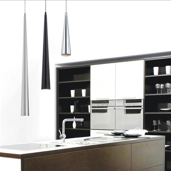 Eurofase Sliver 2.75-in x 12-in Satin Nickel Modern Mini Cone Pendant