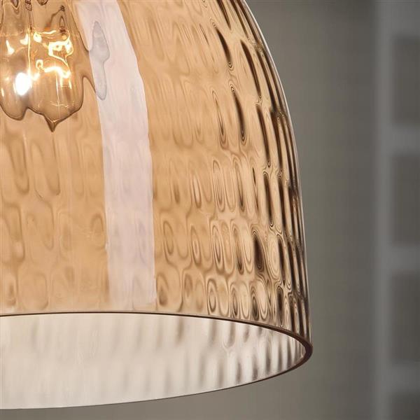 Eurofase Altima 10-in Chrome Textured Amber Glass Modern Bell Pendant