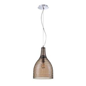 Eurofase Altima 10-in Chrome Textured Amber Glass Modern Bell Pendant