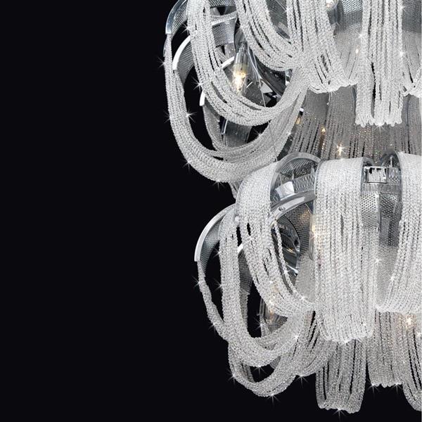 Eurofase Sage Collection 72-in Chrome 17-Light Modern Crystal Draped Chandelier