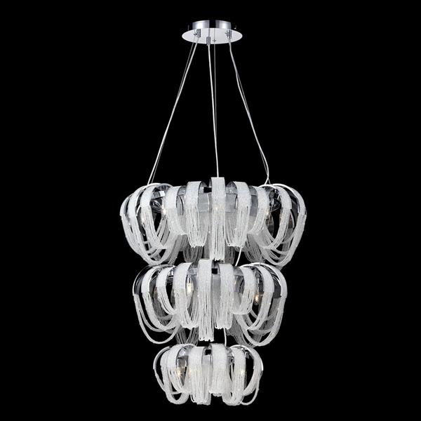 Eurofase Sage Collection 72-in Chrome 17-Light Modern Crystal Draped Chandelier