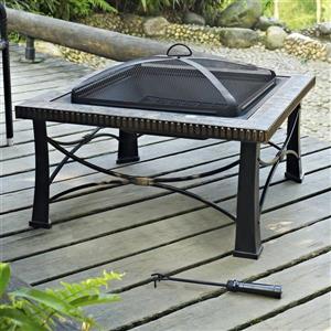 Crosley Furniture Firestone 30-in x 30-in x 20-in Black Square Slate Outdoor Wood Burning Fireplace