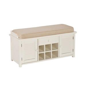Boston Loft Furnishings Farrell Country 21.00-in x 42.25-in Antique White/Tan Storage Bench