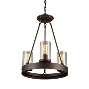 Artcraft Lighting Menlo Park Collection 96-in Dark Chocolate Brown Clear Glass French Country Cottage 3-Light Candle Chandelier