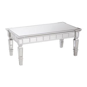 Boston Loft Furnishings Glalie 35.75-in x 16.75-in x 13-in Silver Mirrored Fir Rectangular Coffee Table