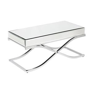 Boston Loft Furnishings Stacy 20.5-in x 42.25-in x 19-in Chrome Frame And Mirrored Top Rectangular Cocktail Table