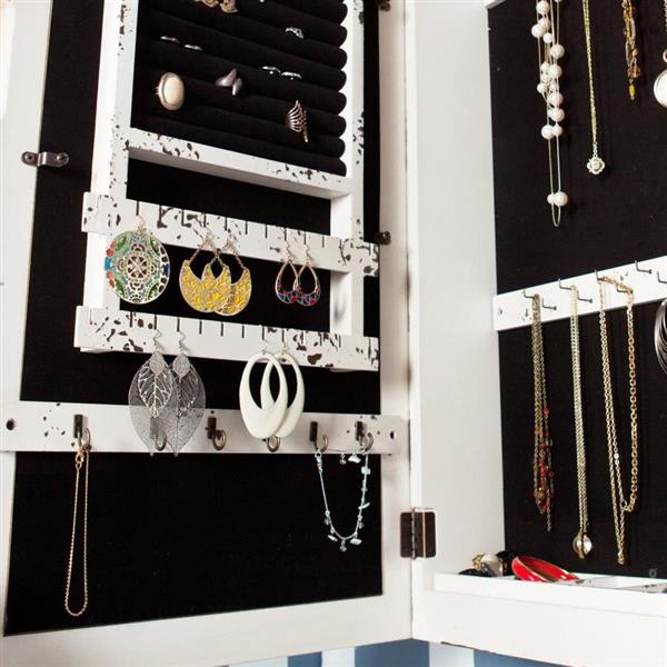 Boston Loft Furnishings Gayla Antique 30-in x 17-in Off-White Wall-Mount Jewelry Armoire