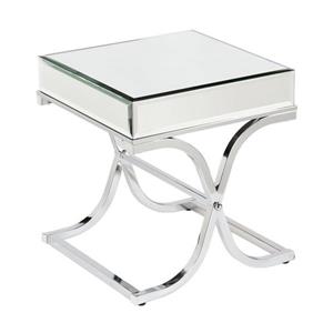 Boston Loft Furnishings Stacy 20.5-in x 20.5-in x 22.25-in Chrome Glass Glam End Table