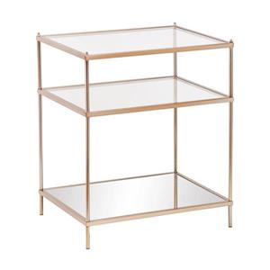 Boston Loft Furnishings Hawthorne 18-in x 22-in x 26.75-in Metallic Gold Glass Midcentury End Table