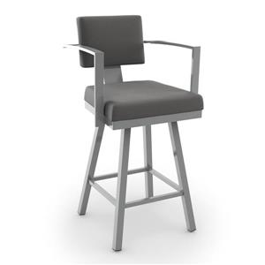 Amisco Akers 26.25-in Swivel Counter Stool - Heather Light Grey Polyester - Glossy Grey Metal