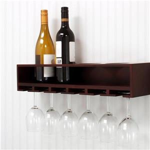 Kiera Grace Claret Wine Bottle Wall Shelf and Wine Glass Rack