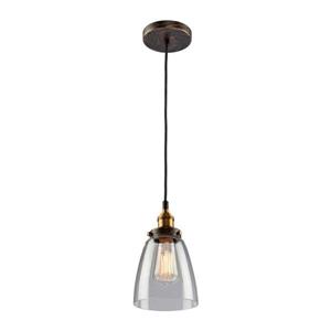 Artcraft Lighting Greenwich Multi-Tone Brown/Copper Industrial Mini Clear Glass Bell Pendant Lighting